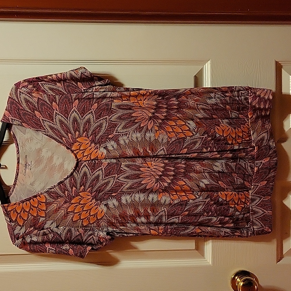 Croft & Barrow Women's Pink Floral Pleated Banded Top Size Medium